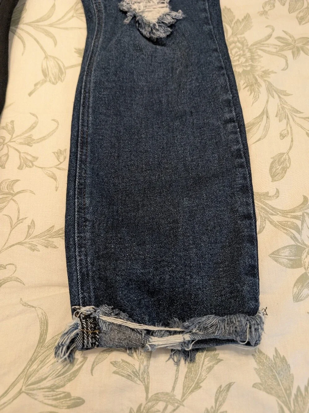 Almost Famous Black and Blue Two-Tone Skinny Jeans with Ripped Details